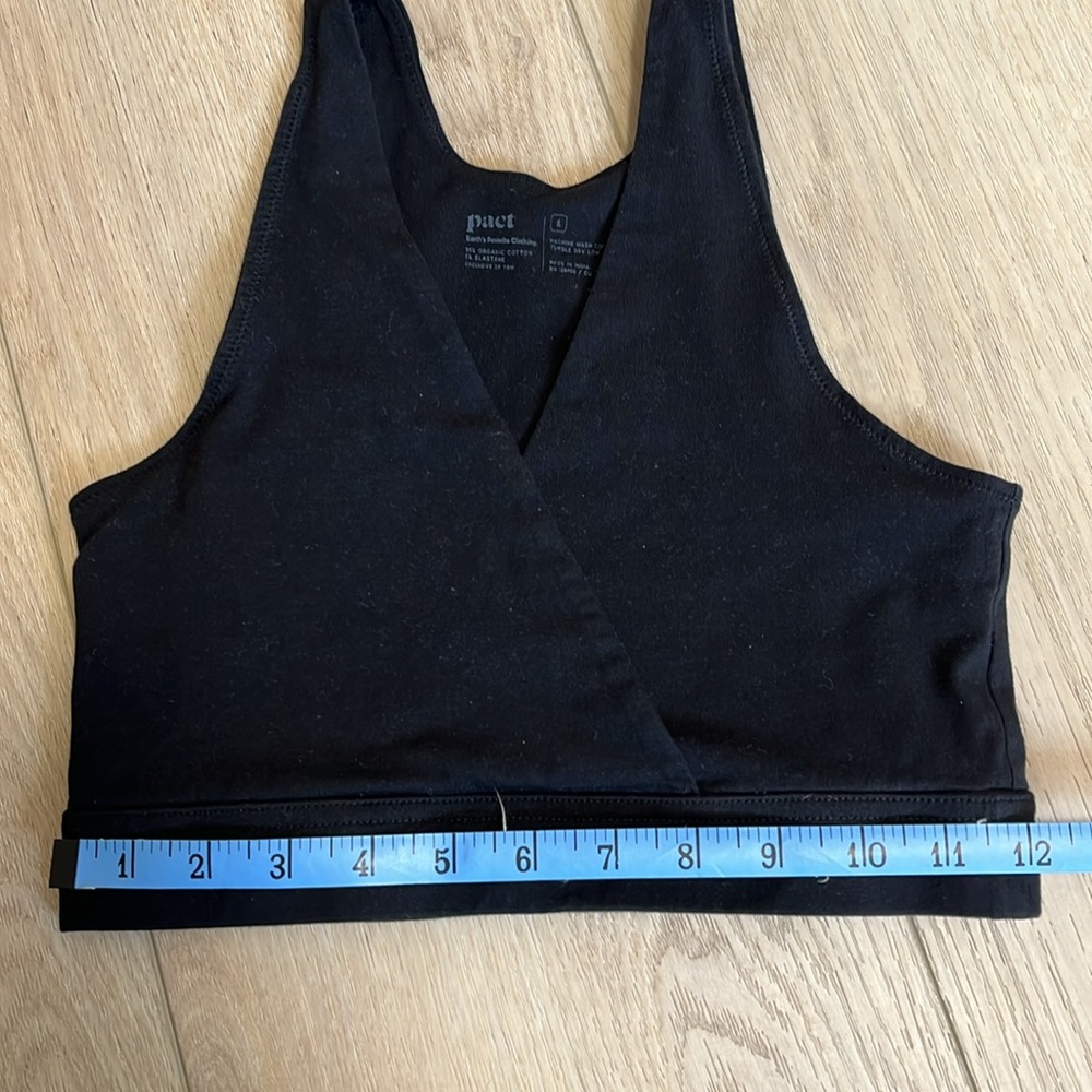 Pact Organic Black Maternity Nursing Front Crossover Stretch Bralette Size Small - Picture 8 of 9